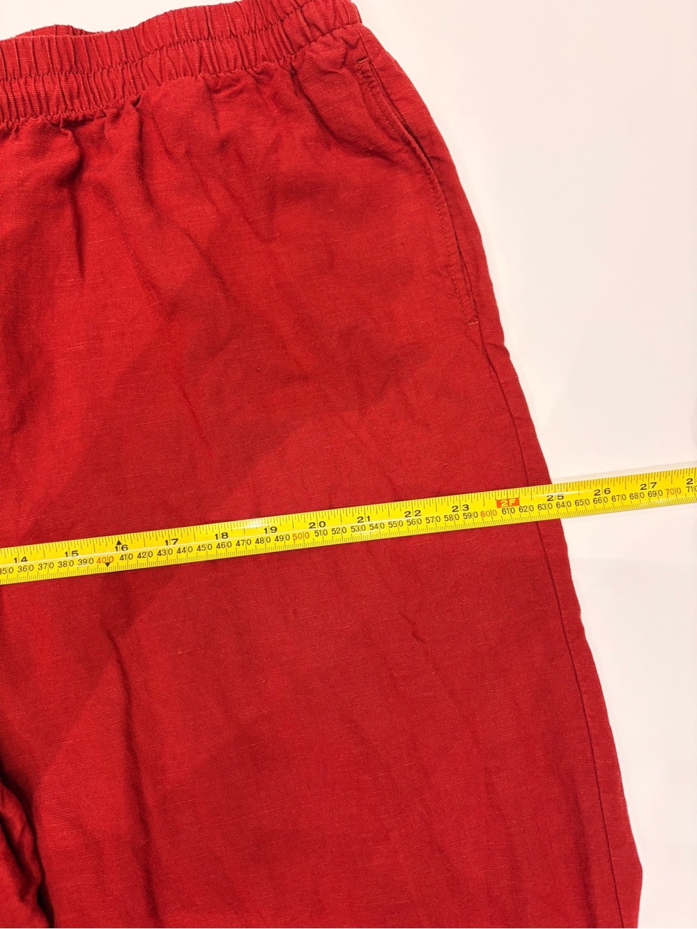 H&M Red Drawstring Linen blend Pants - Picture 4 of 9